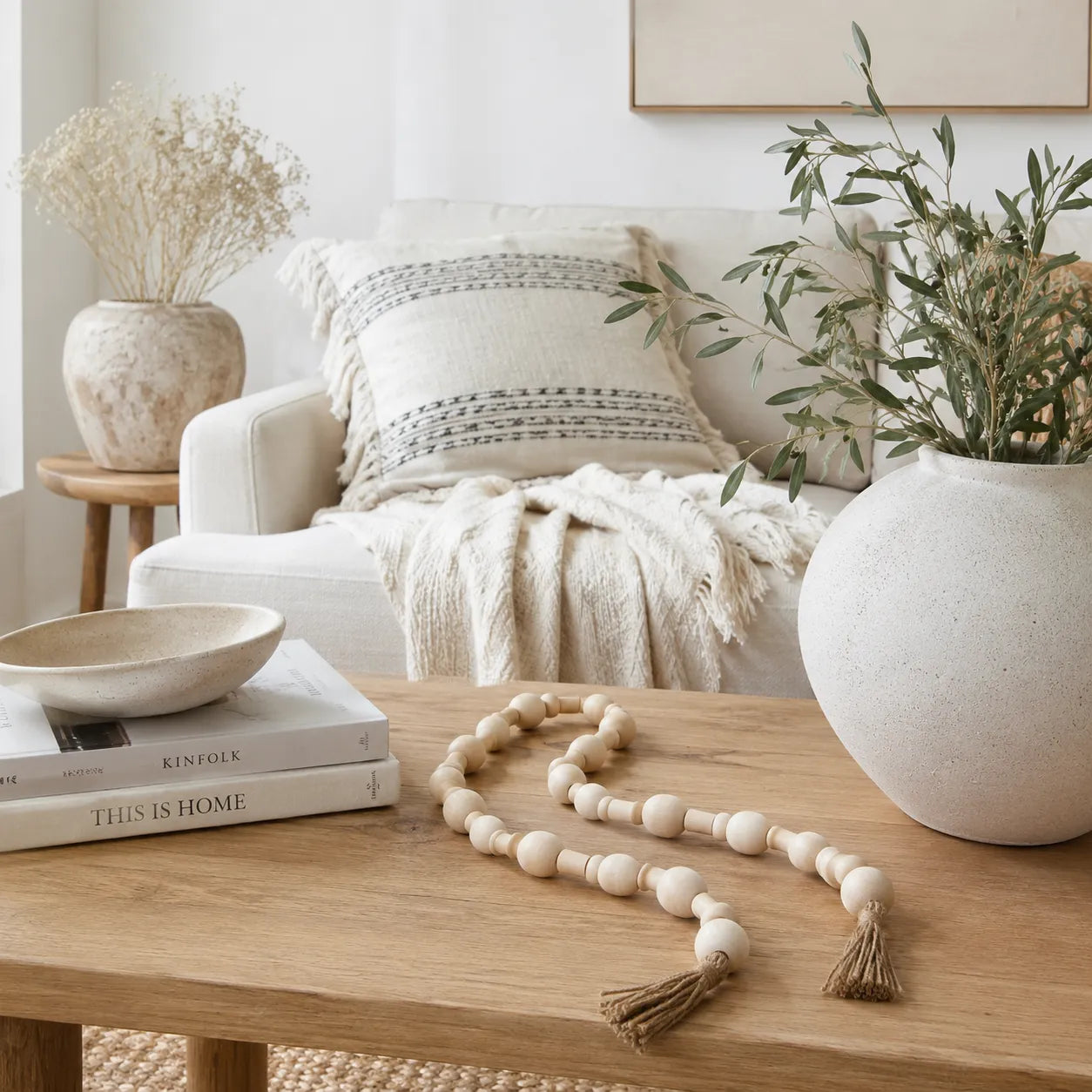 Colar de Mesa decorativo em Madeira Boho Chic