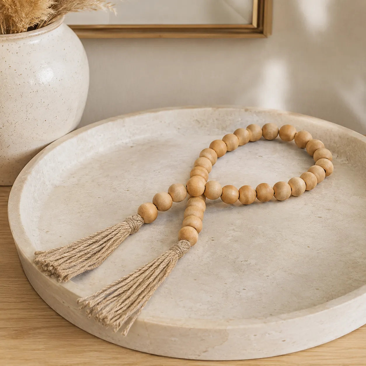 Colar de Mesa em Madeira Avelã com Tassel