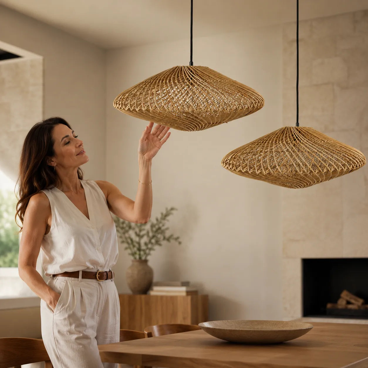 Kit 2 Luminárias Pendente em Rattan Alba 60cm