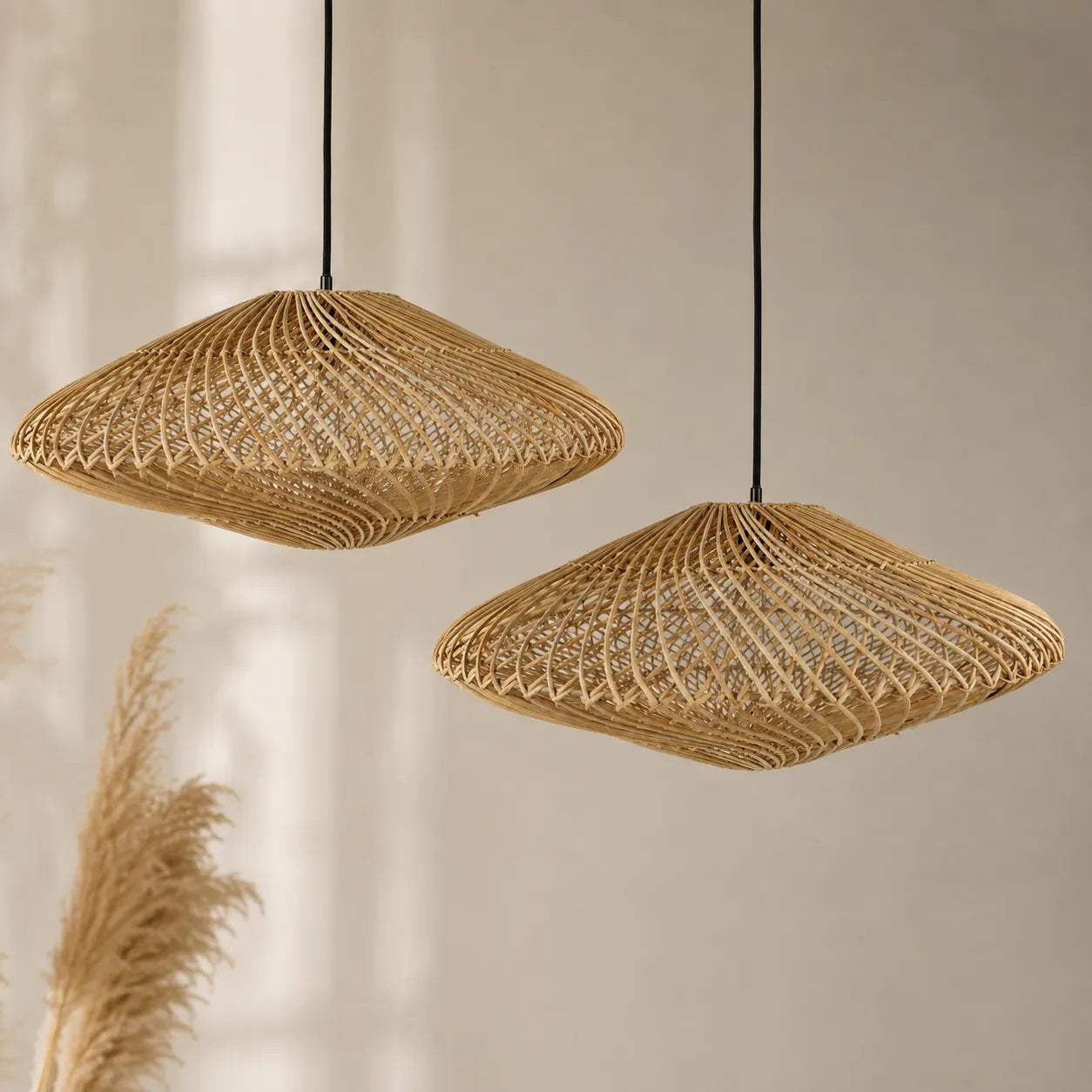 Kit 2 Luminárias Pendente em Rattan Alba Grande 80cm