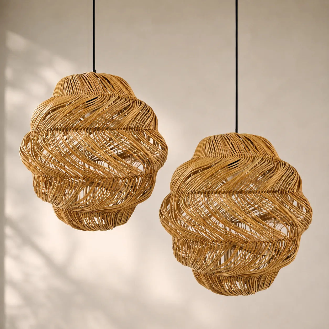 Kit 2 Luminárias Pendente em Rattan Kyoto