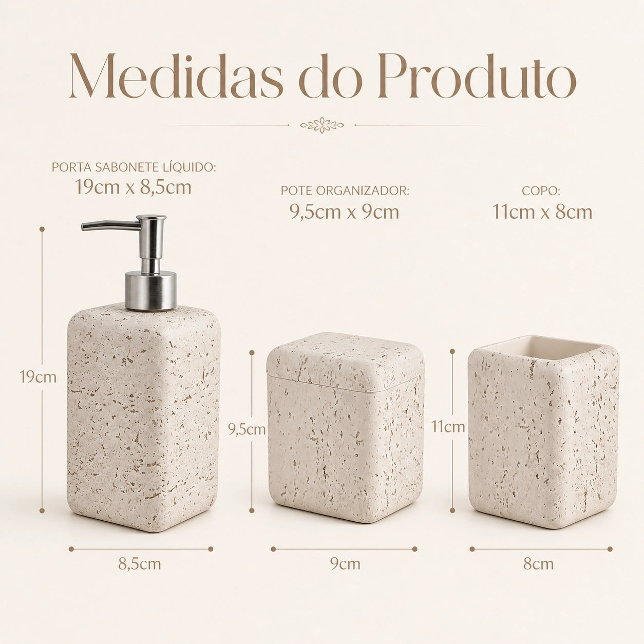 Conjunto para Banheiro 3 Peças Petra