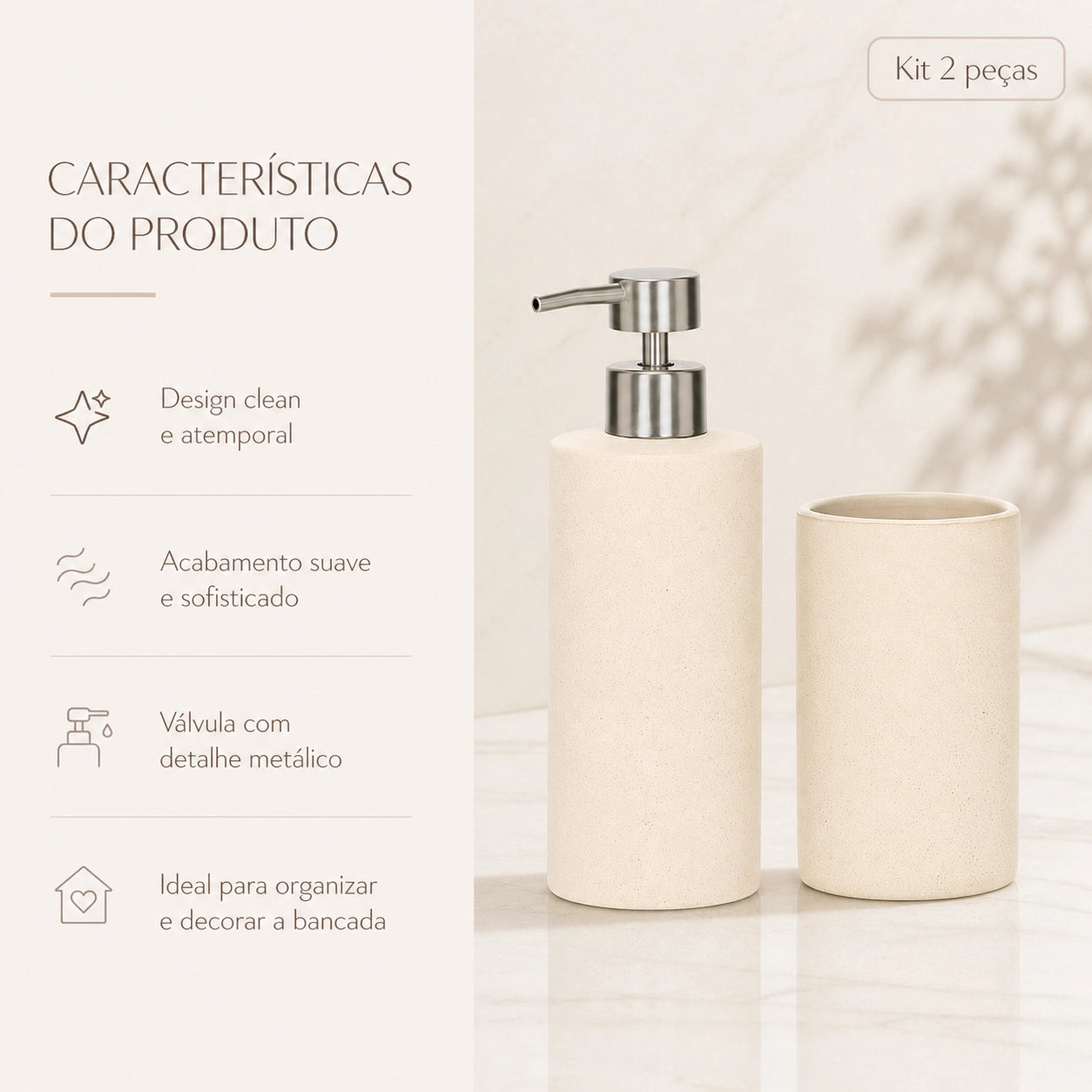 Conjunto para Banheiro em cerâmica 2 Peças Clean