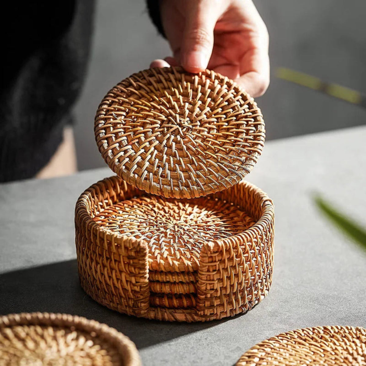 Conjunto porta copos de Rattan Naturale - 6pçs