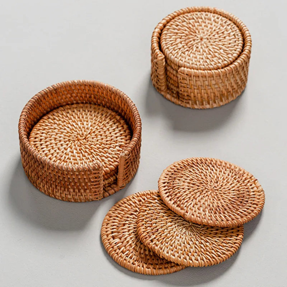 Conjunto porta copos de Rattan Naturale - 6pçs