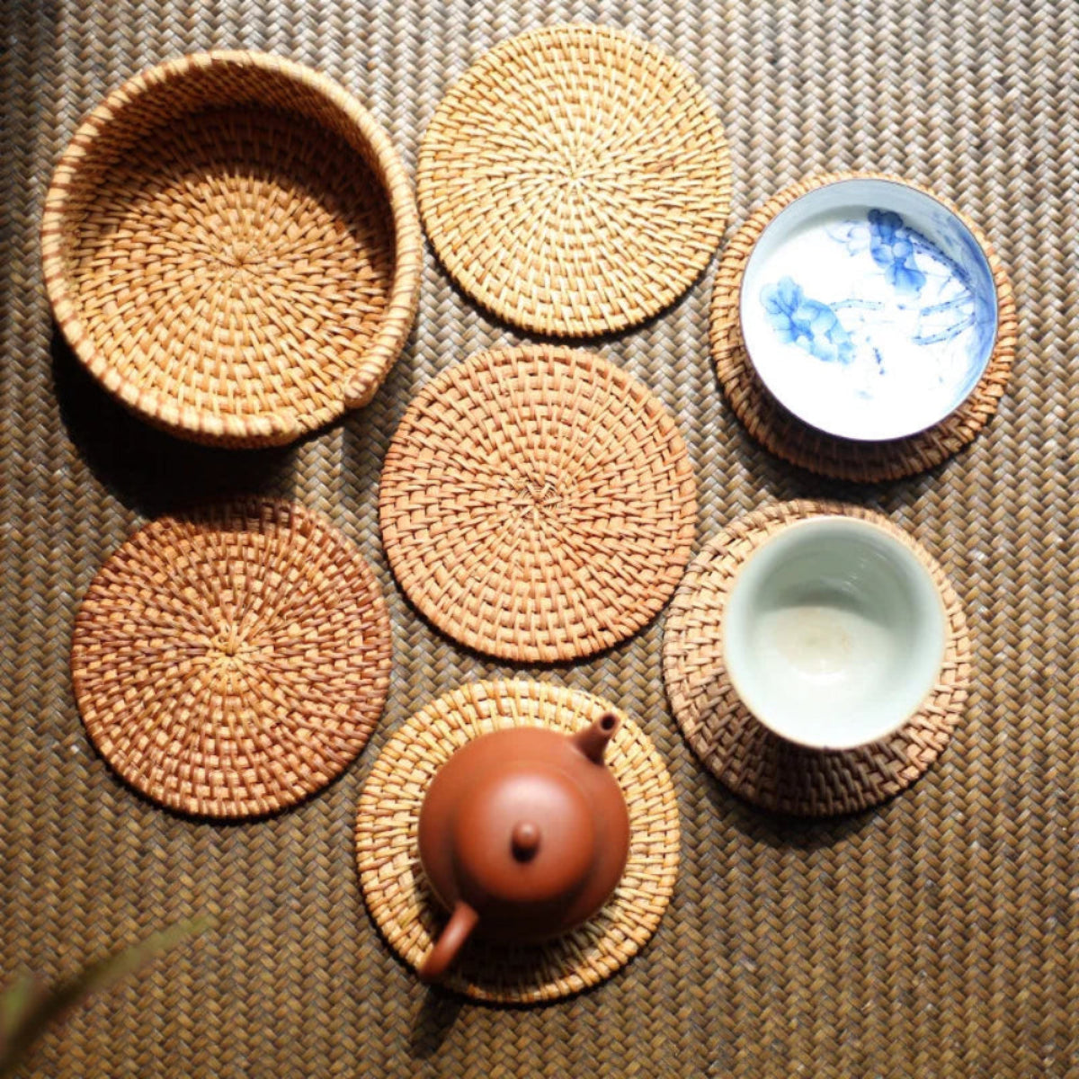 Conjunto porta copos de Rattan Naturale - 6pçs