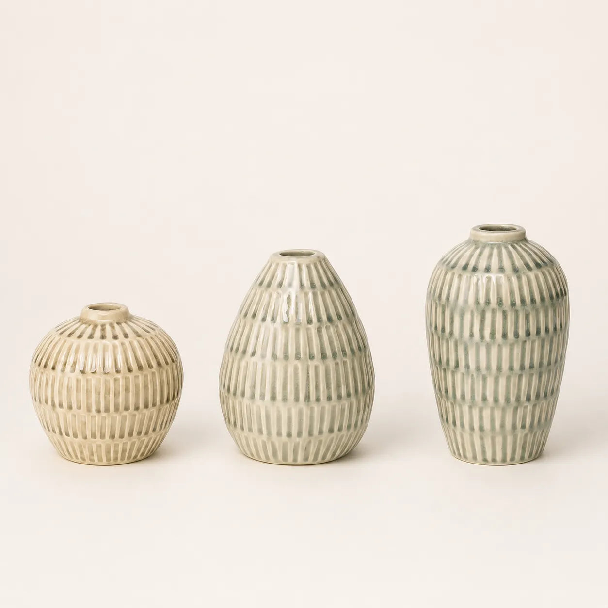 Conjunto de Vasos Decorativos em Cerâmica Ravena - 3 pçs