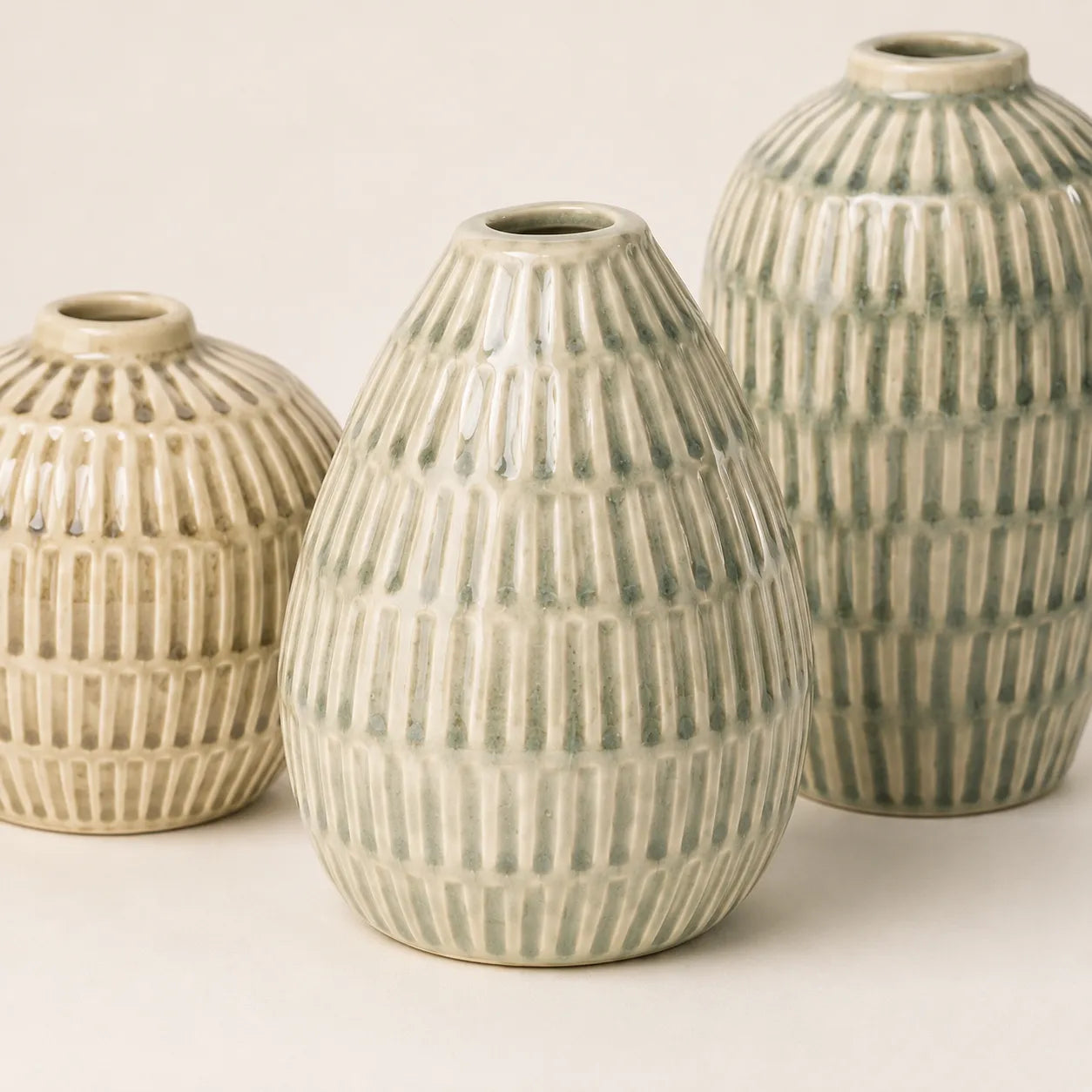 Conjunto de Vasos Decorativos em Cerâmica Ravena - 3 pçs