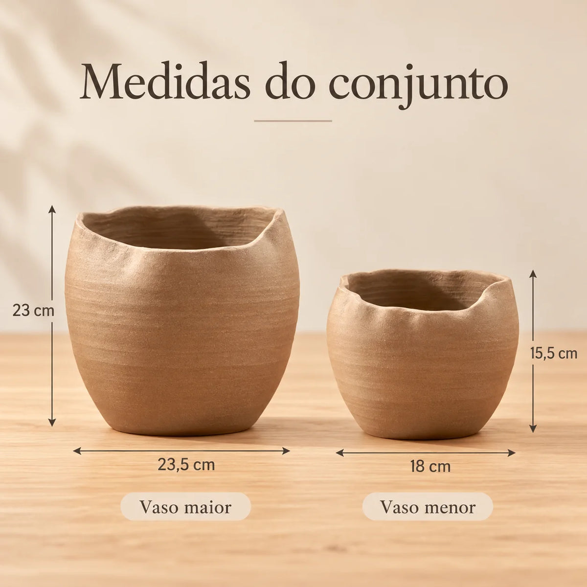 Conjunto de Vasos Decorativos em Cerâmica Terravéa
