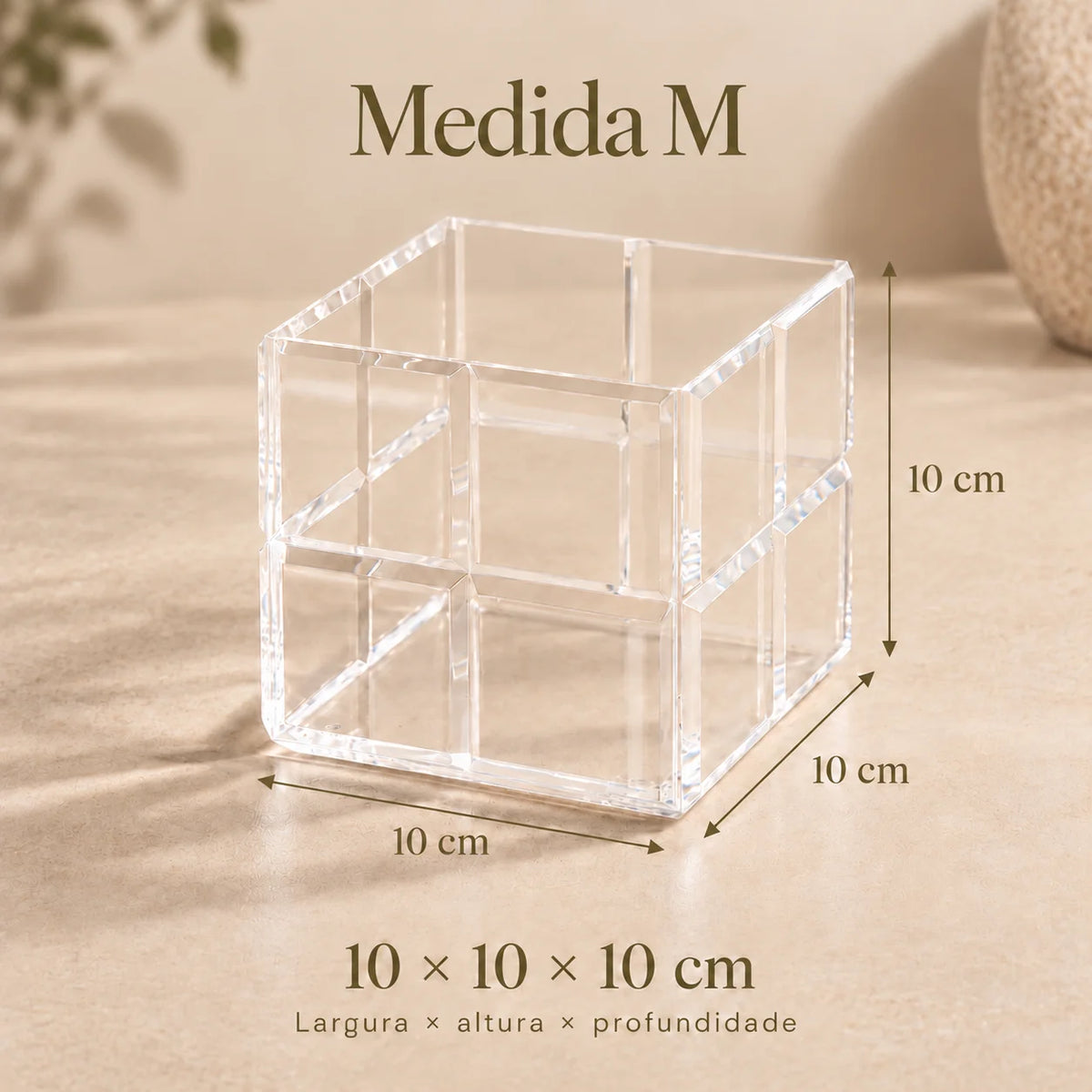 Cubo organizador Faceta em acrílico cristal, em diagrama do tamanho M.