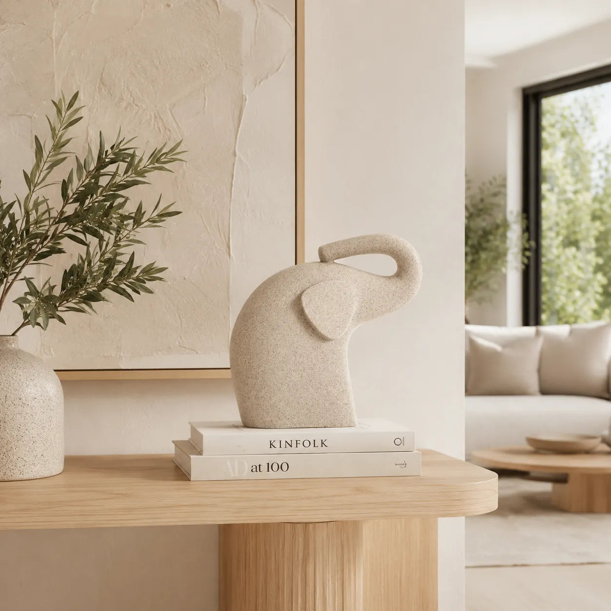 Elefante Decorativo em Resina Marfim