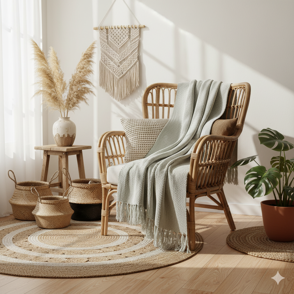 Manta para Sofá Artesanal Algodão Duna