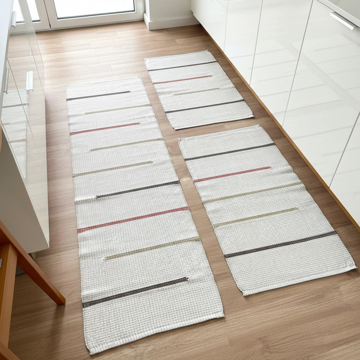 Jogo de Tapetes e Passadeira Terra Listrada - 3 pçs