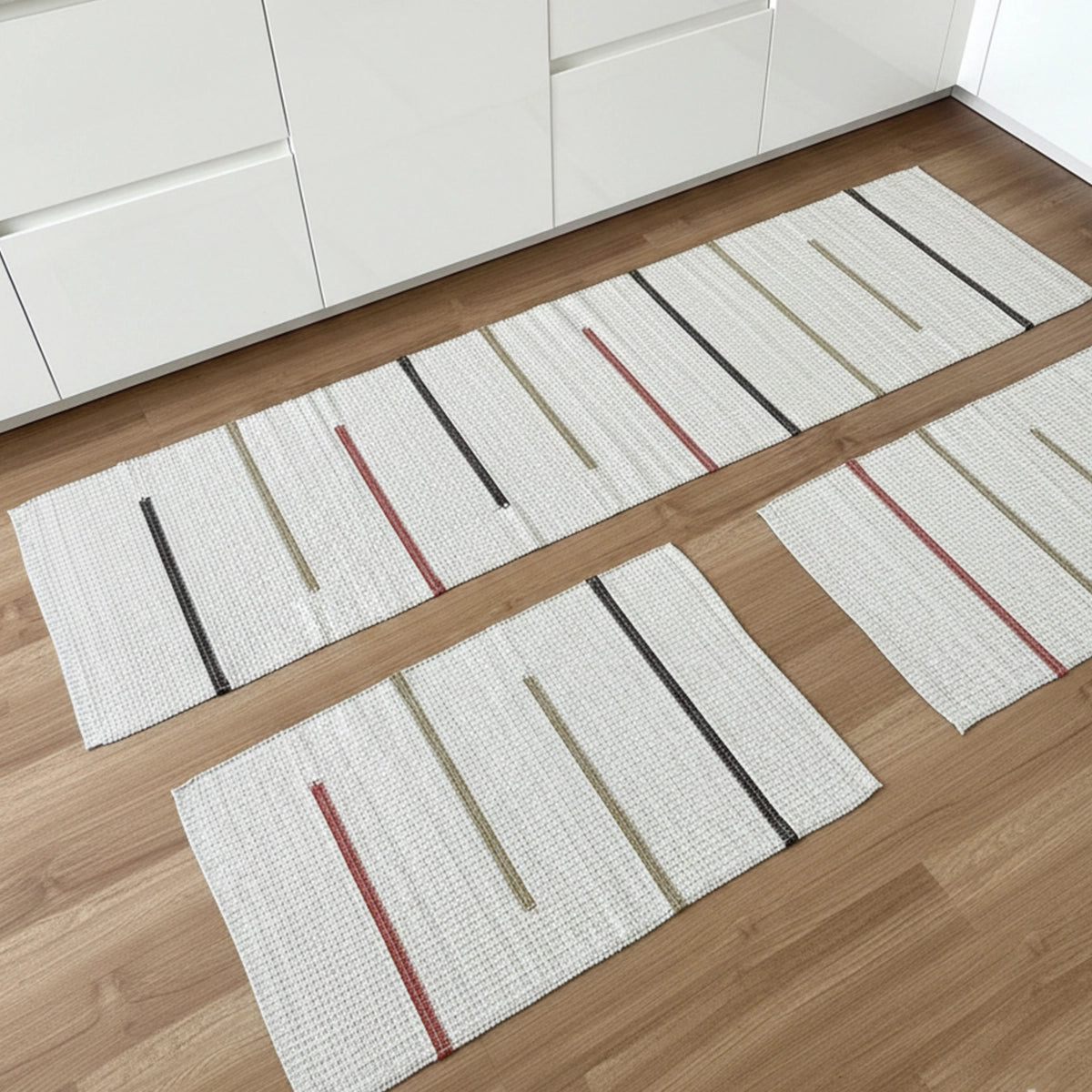 Jogo de Tapetes e Passadeira Terra Listrada - 3 pçs