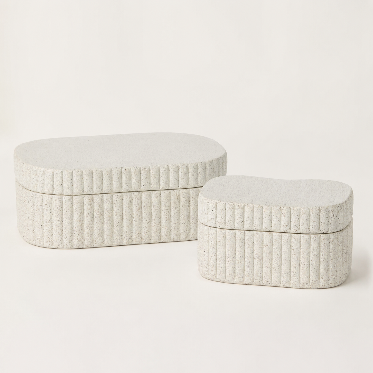 Kit 2 Caixas Organizadoras Caneladas Off-White