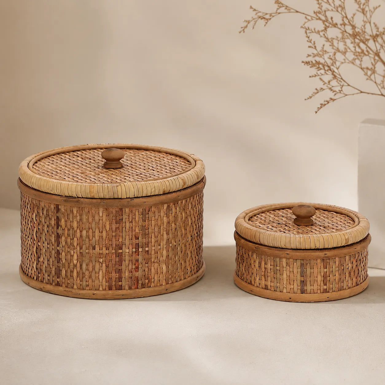 Kit 2 Caixas Organizadoras Rattan Natural
