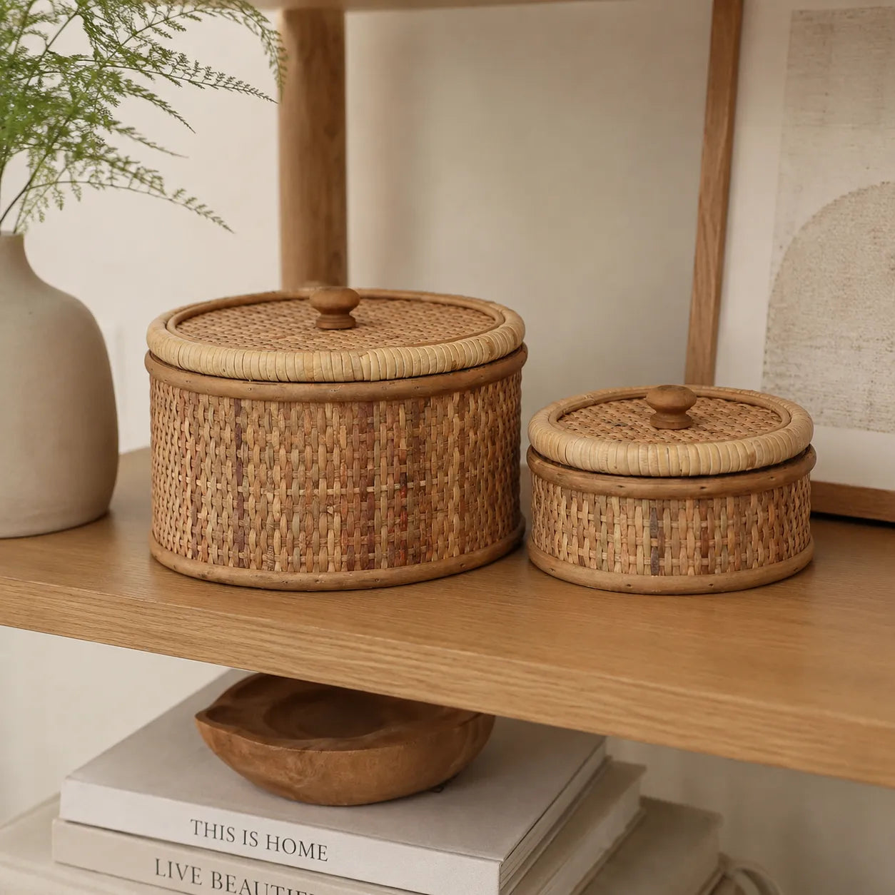 Kit 2 Caixas Organizadoras Rattan Natural