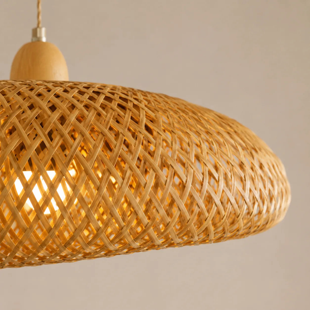 Kit 3 Luminárias Pendente de Bambu Luz do Campo - 60cm (Grande)