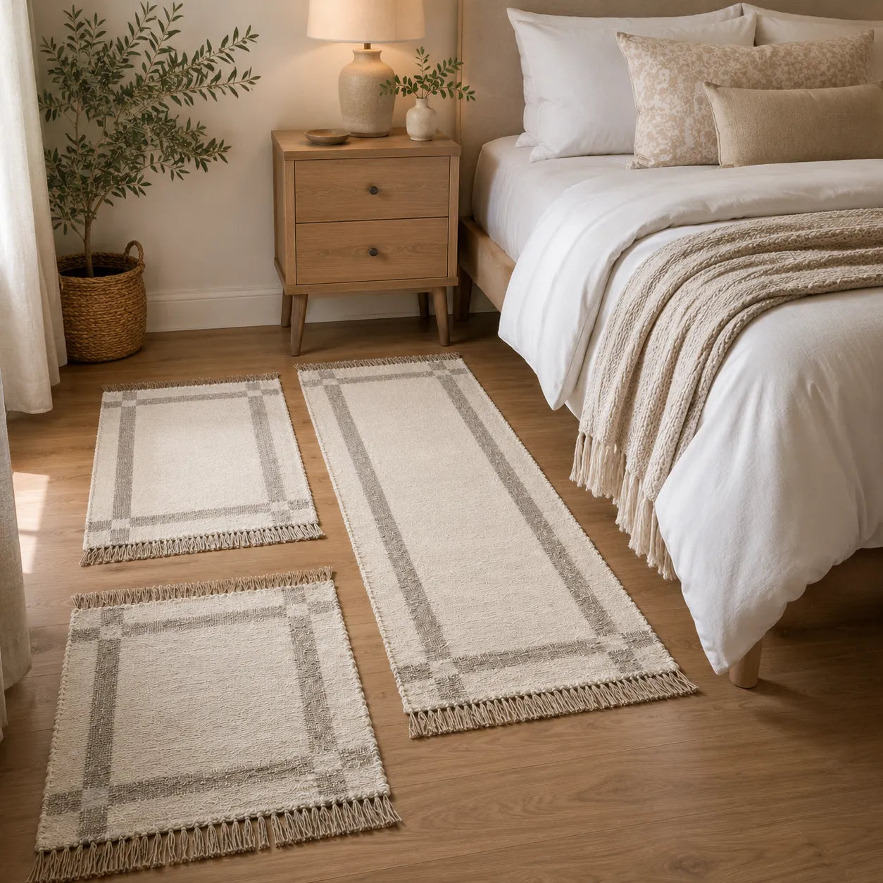 Kit 3 Tapetes Dupla Face Trama Natural Boho Chic