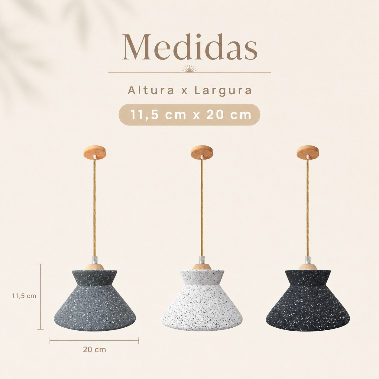 Kit 3 luminárias Pendente Granito Nord
