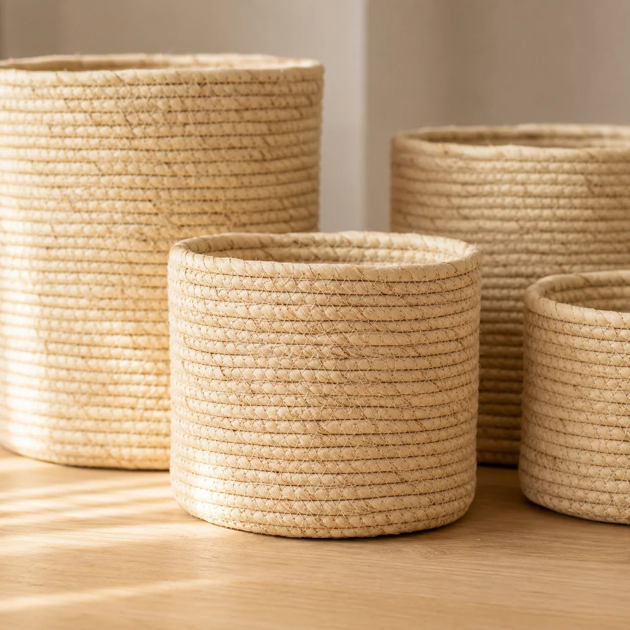 Kit 4 Cachepots em Fibra Natural Raizes