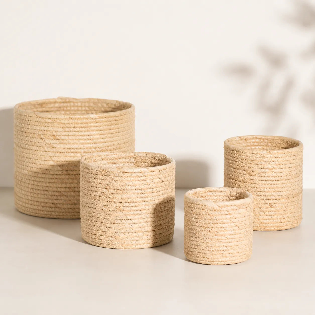Kit 4 Cachepots em Fibra Natural Raizes