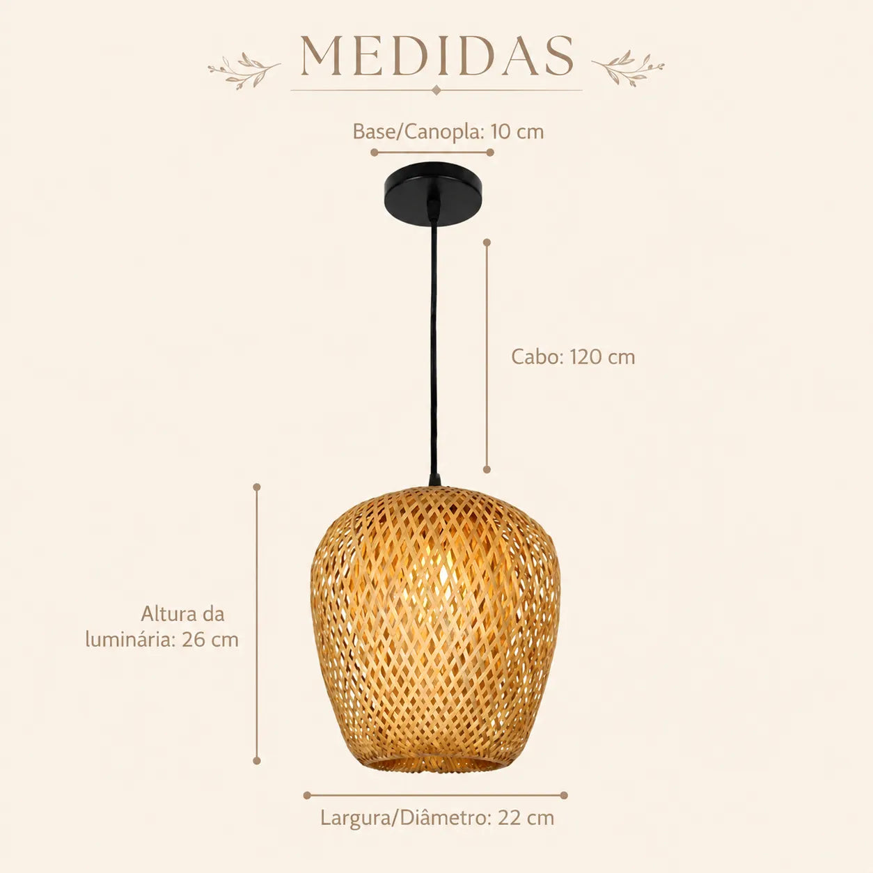 Kit 4 Luminárias Pendente Bambu Rattan