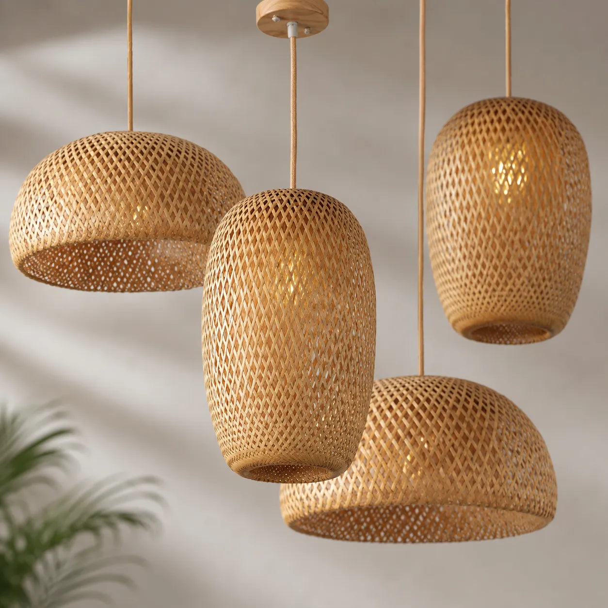 Kit 4 Luminárias Pendente de Bambu Naturale