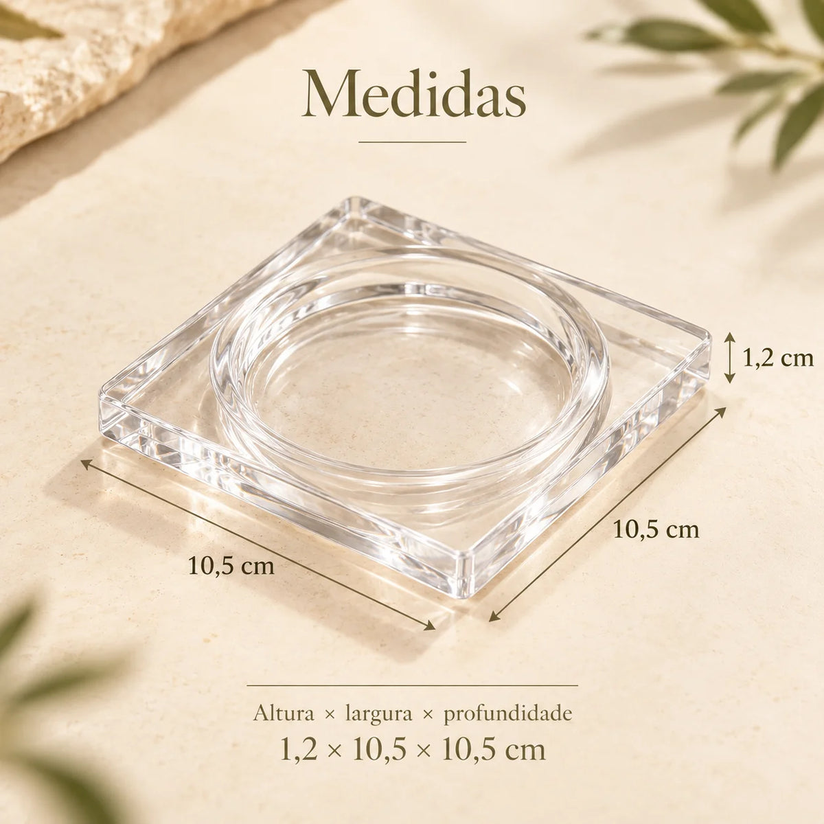 Kit 6 Porta-Copos Quadrados em Acrílico Cristal Quadria, para acompanhar xícaras e copos