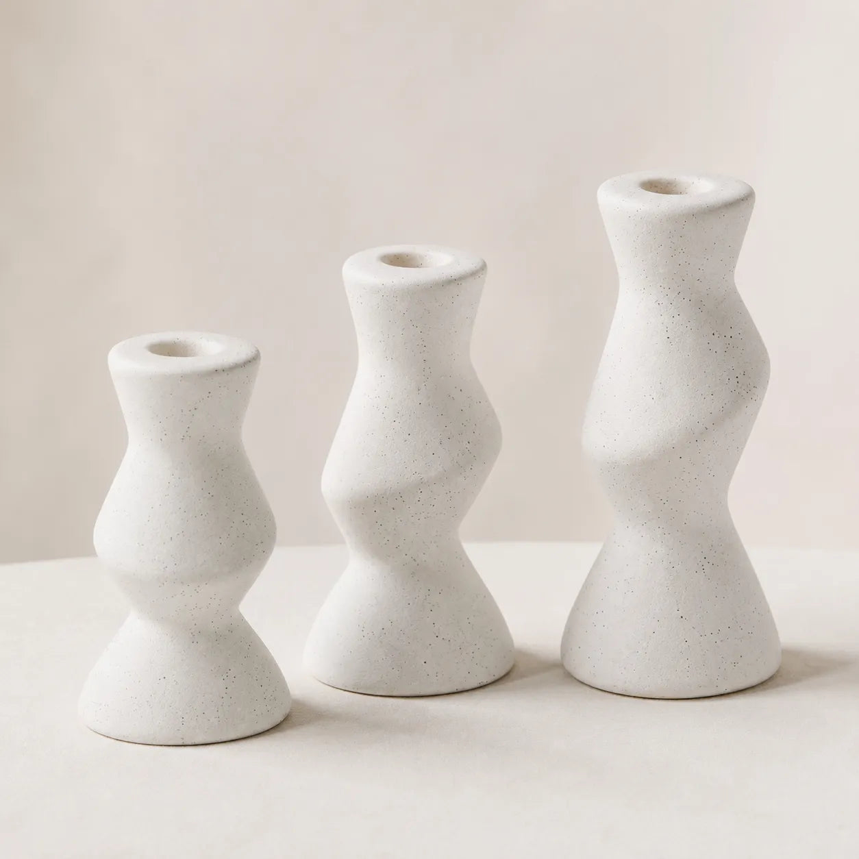 Kit Porta Velas em Cerâmica Granilite