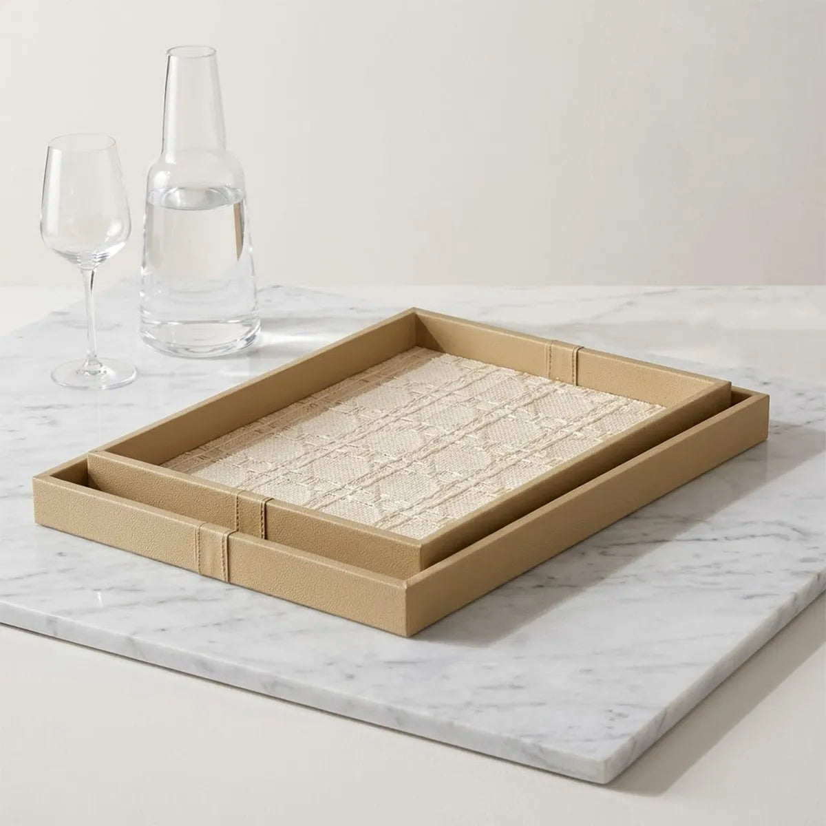 Kit 2 Bandejas Decorativas Marrom Siena