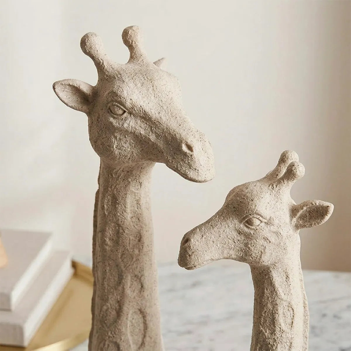 Kit 2 Esculturas Girafas Savana