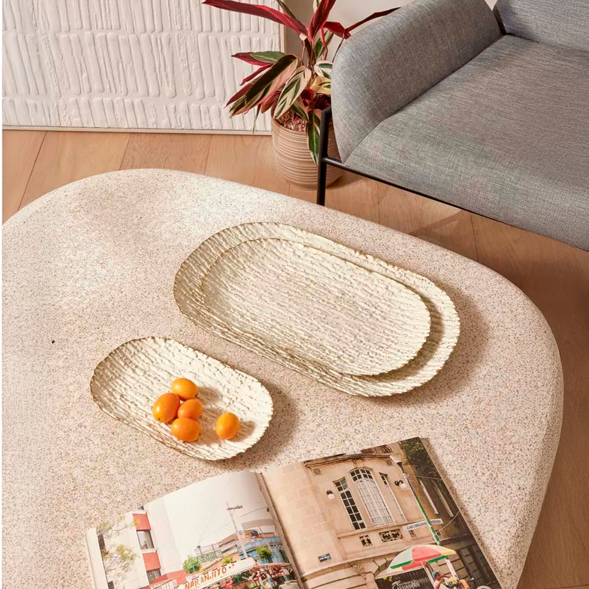 Kit 3 Bandejas Organizadoras em Metal Off White Grecia