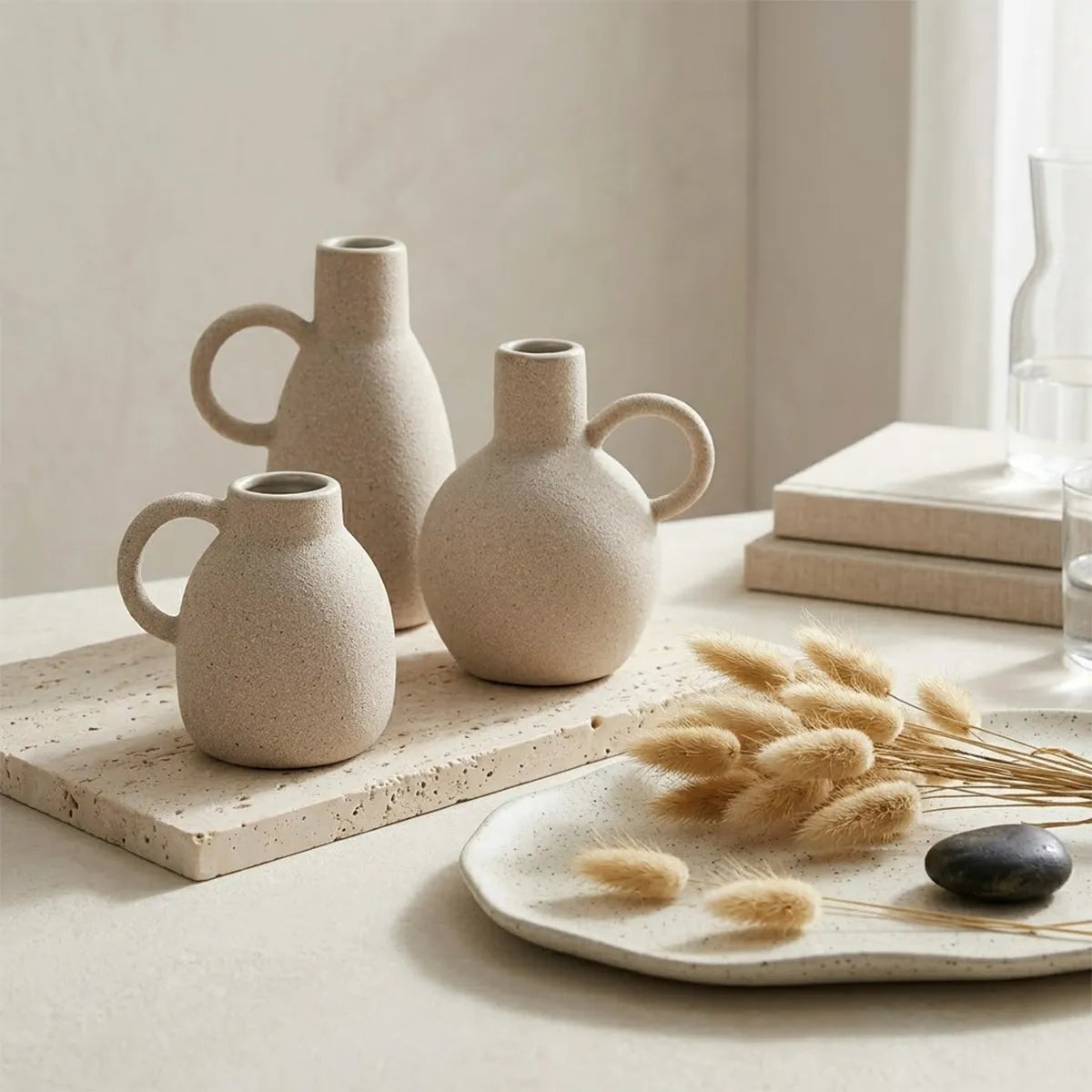 Conjunto de Vasos Decorativos Cerâmica Terris - 3 peças