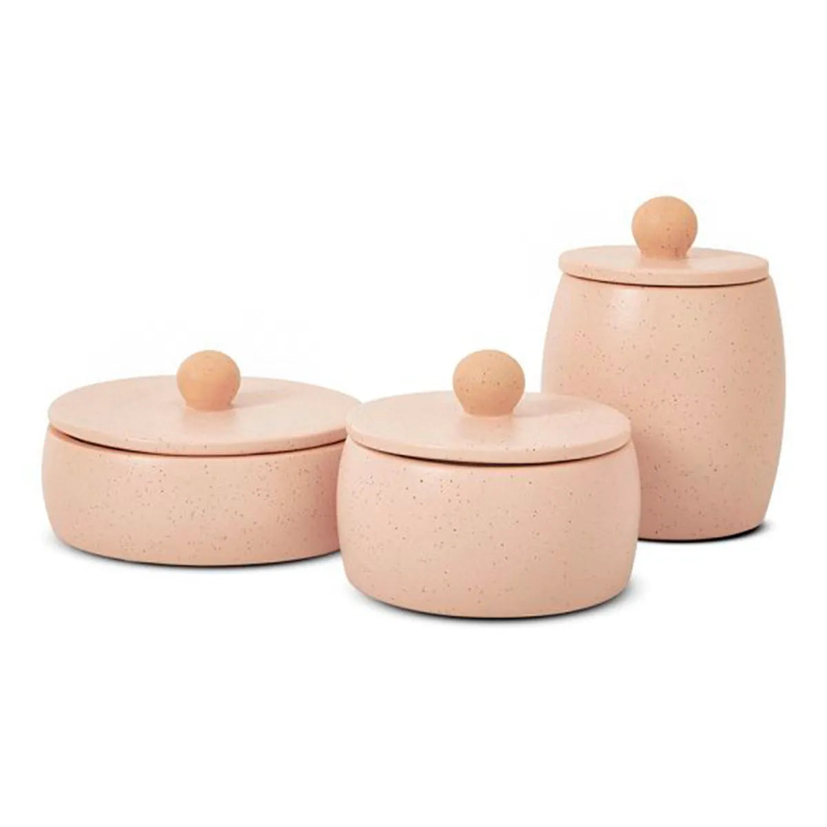 Kit 3 Potes Decorativos em Cerâmica Auréa