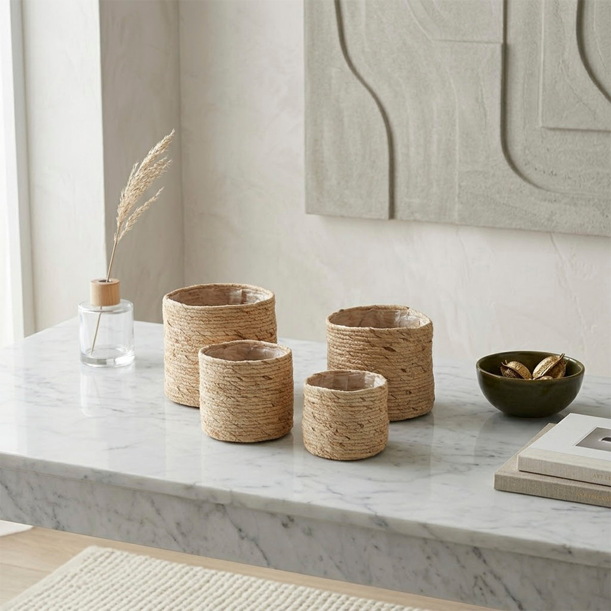Kit 4 Cachepots em Fibra Natural Raizes