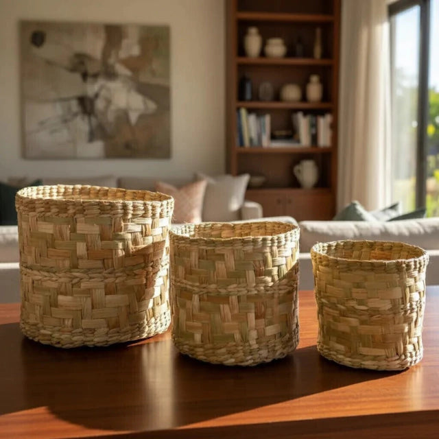 Kit de Vaso Cachepot Natural - 3 Peças