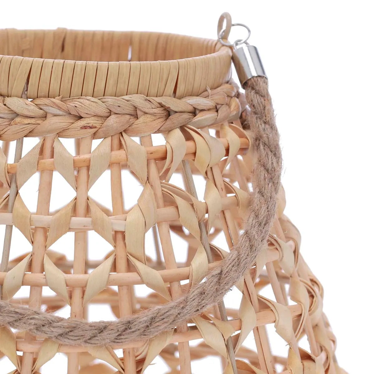 Conjunto Luminárias Lanterna Decorativa de Fibra Natural com Alça Raiz