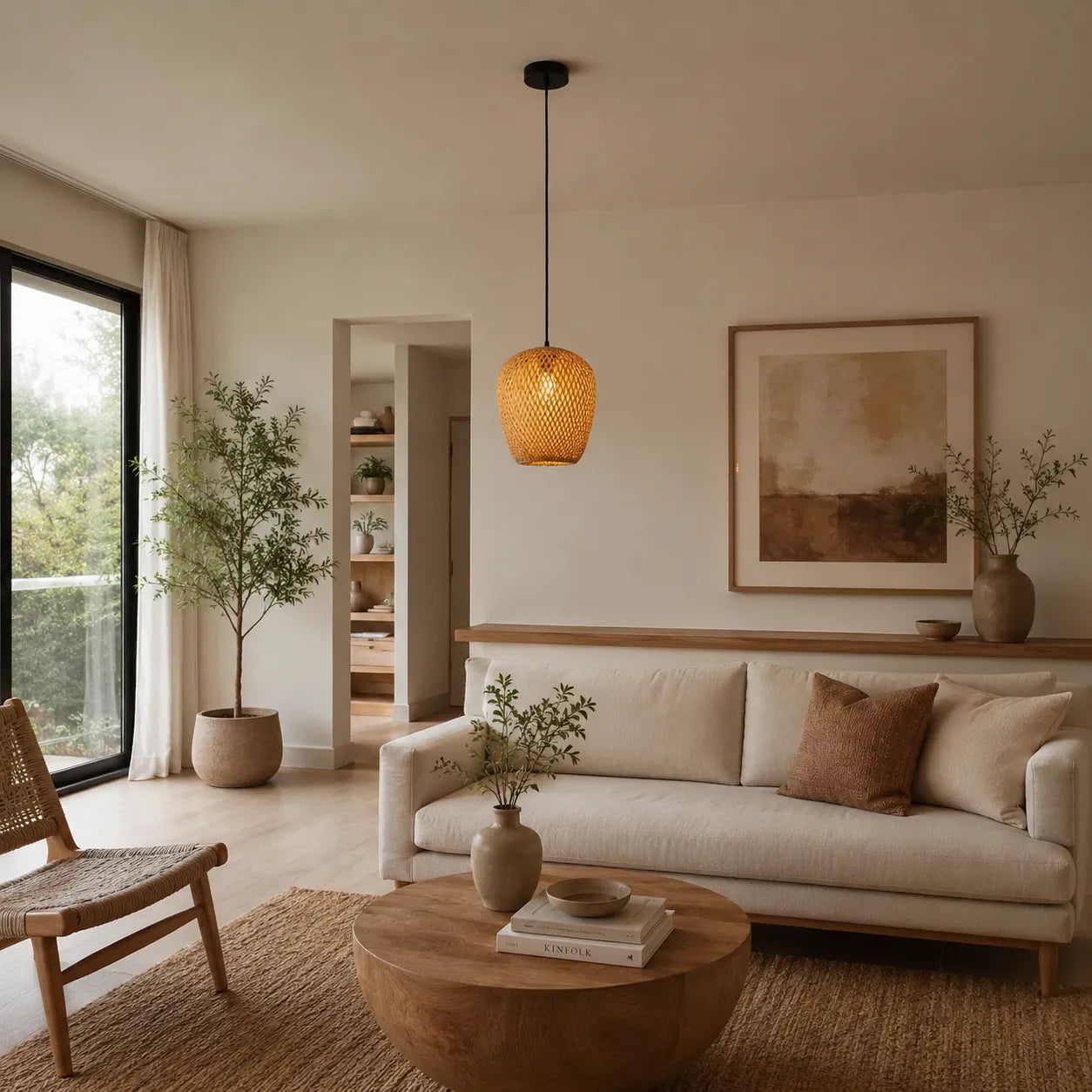 Luminária Pendente Bambu Rattan