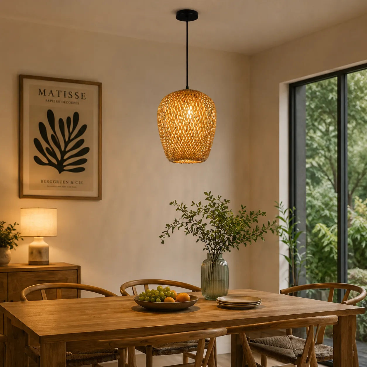 Luminária Pendente Bambu Rattan