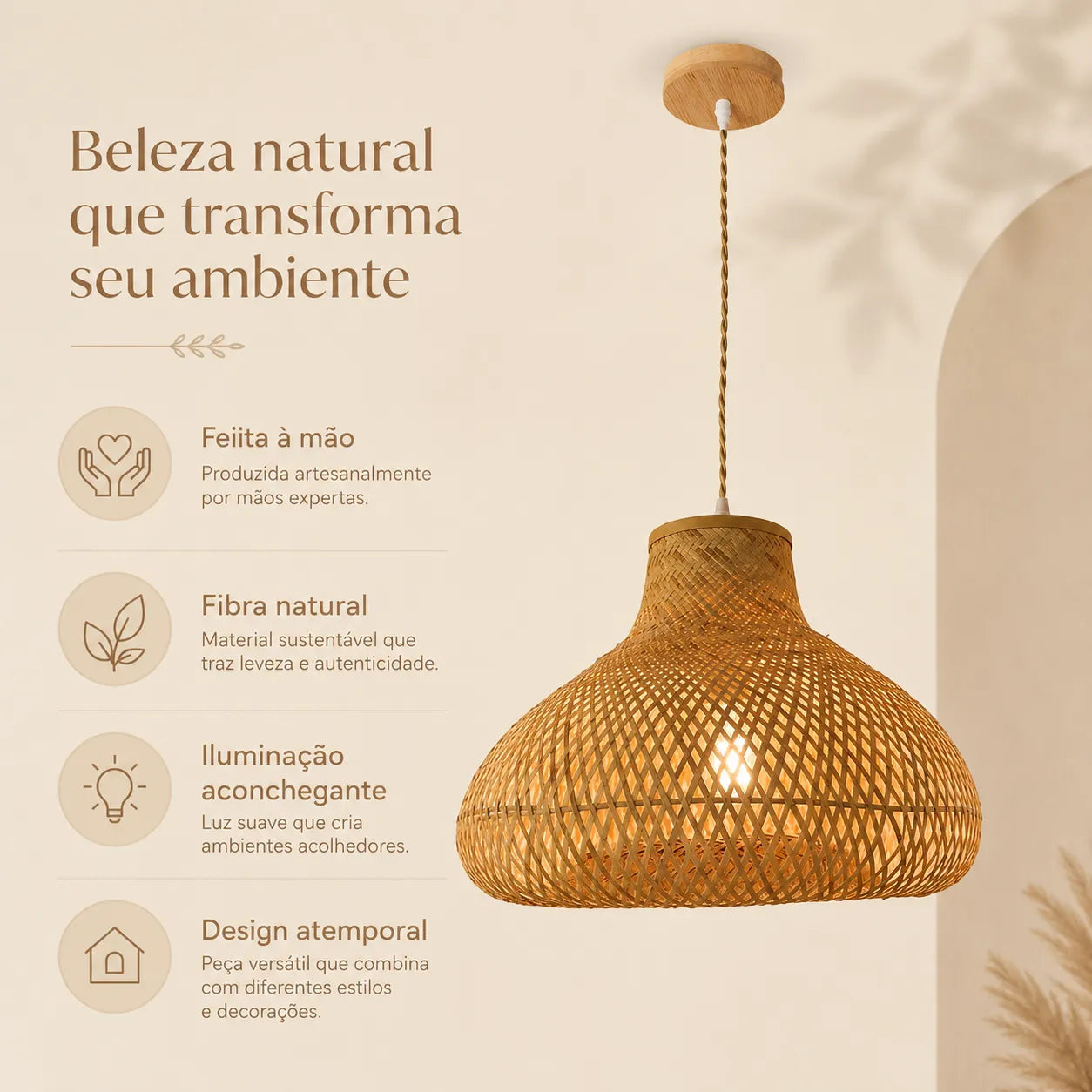 Luminária Pendente de Bambu Oani