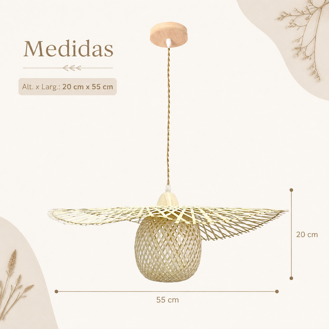 Luminária Pendente de Bambu Solari