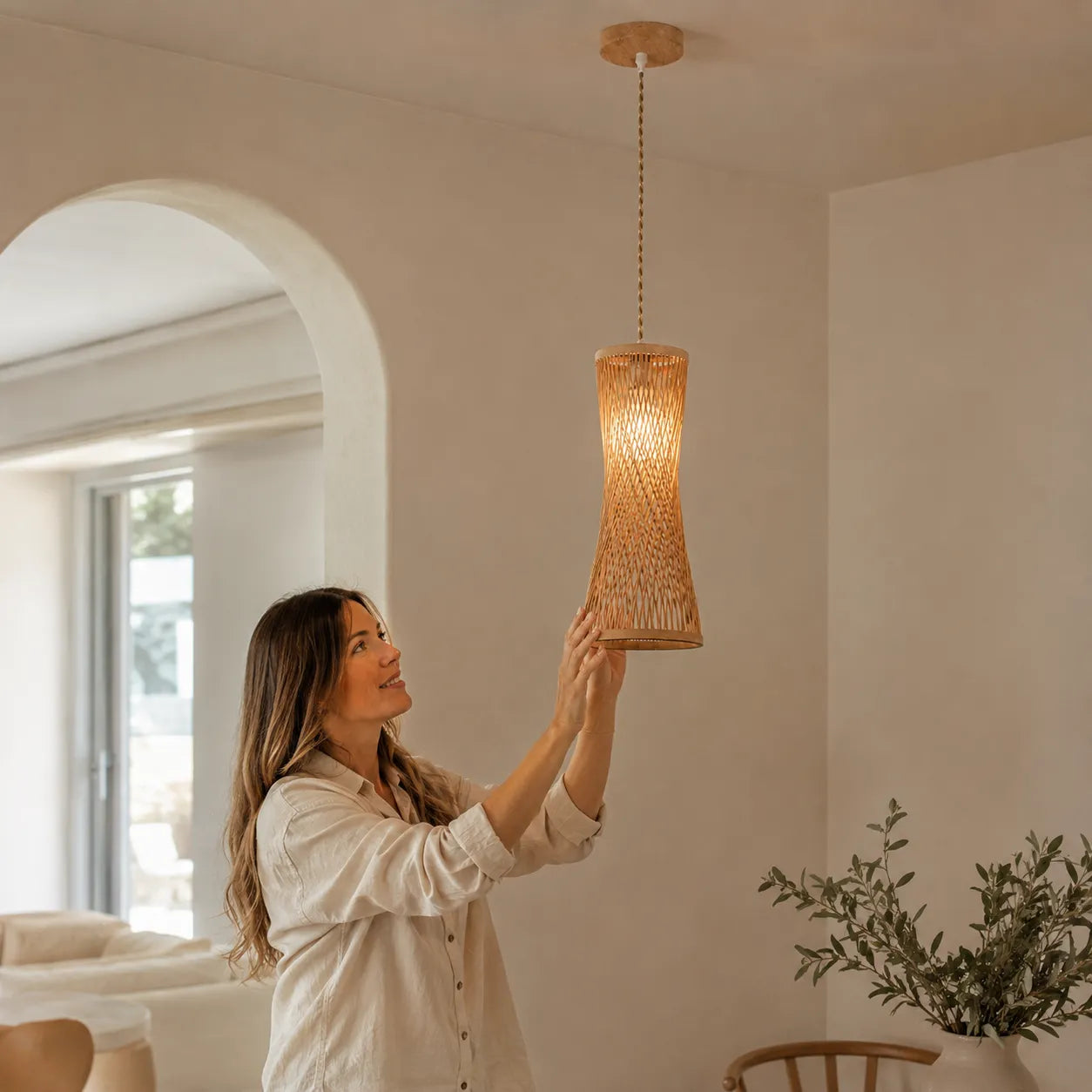 Luminária Pendente de Bambu Suna