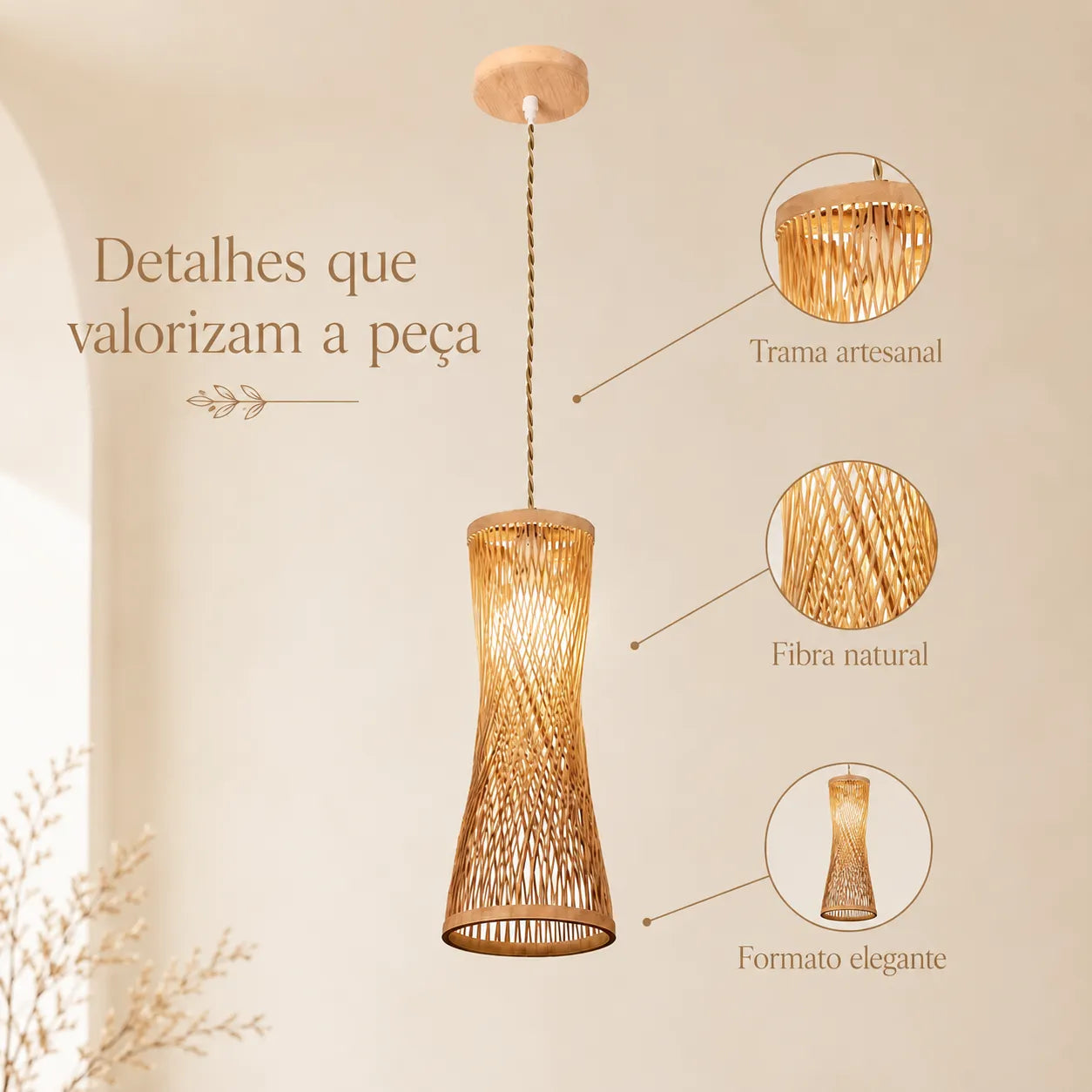 Luminária Pendente de Bambu Suna