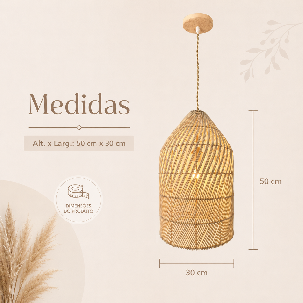 Luminária Pendente de Bambu Surya