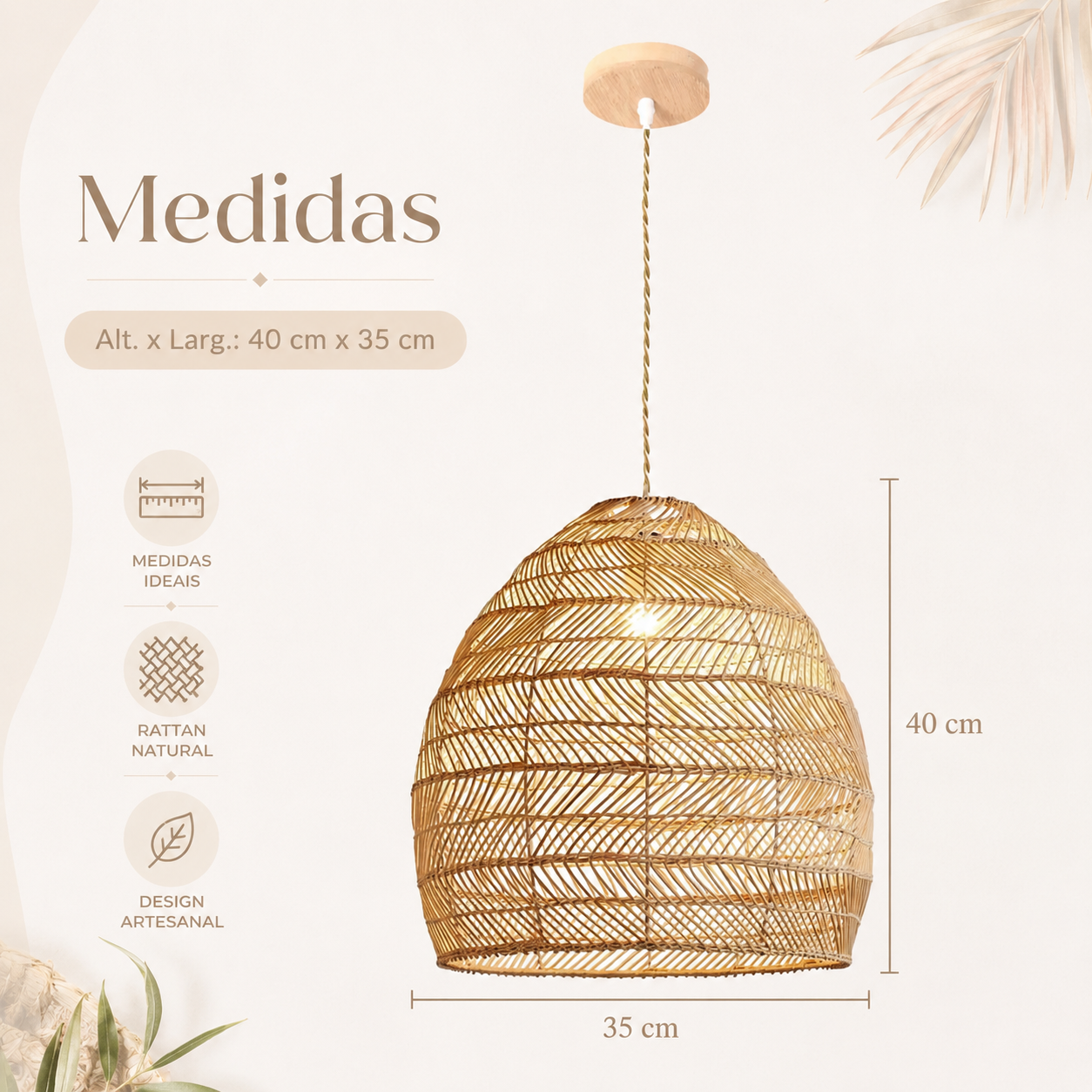 Luminária Pendente de Bambu Zaya