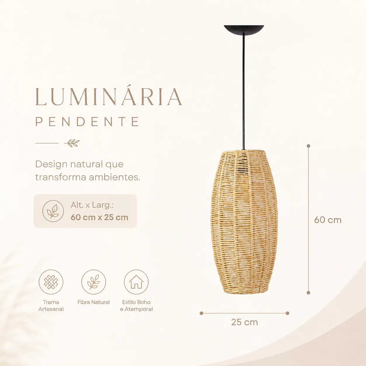 Luminária Pendente de Palha Anahi