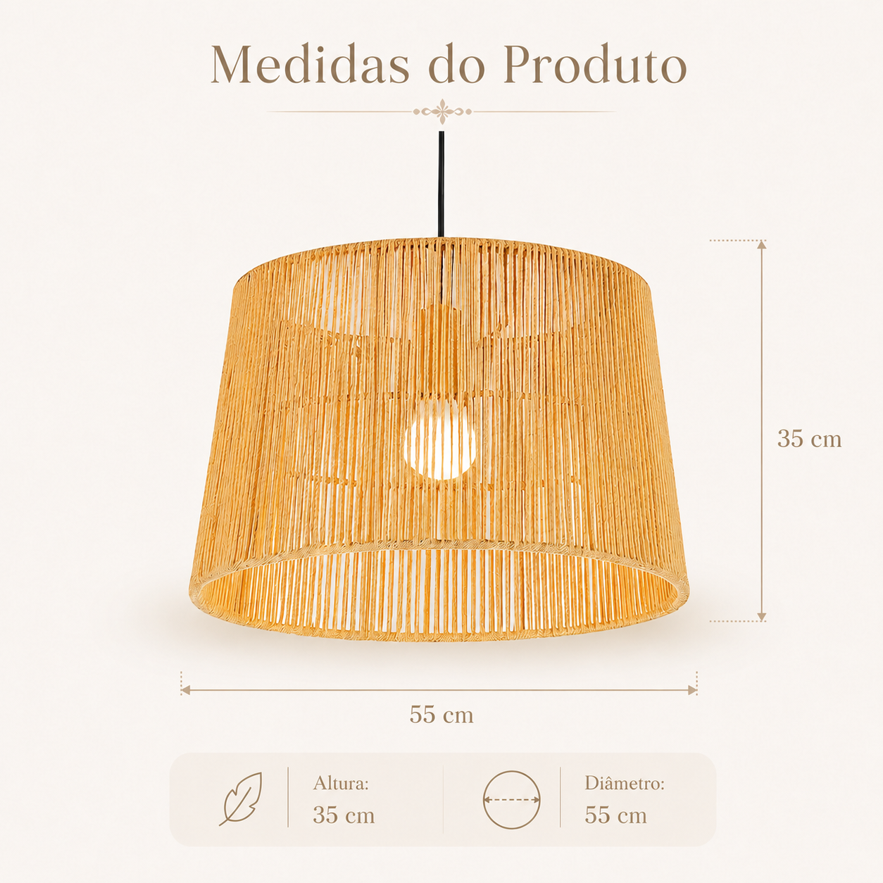 Luminária Pendente de Palha Ayni