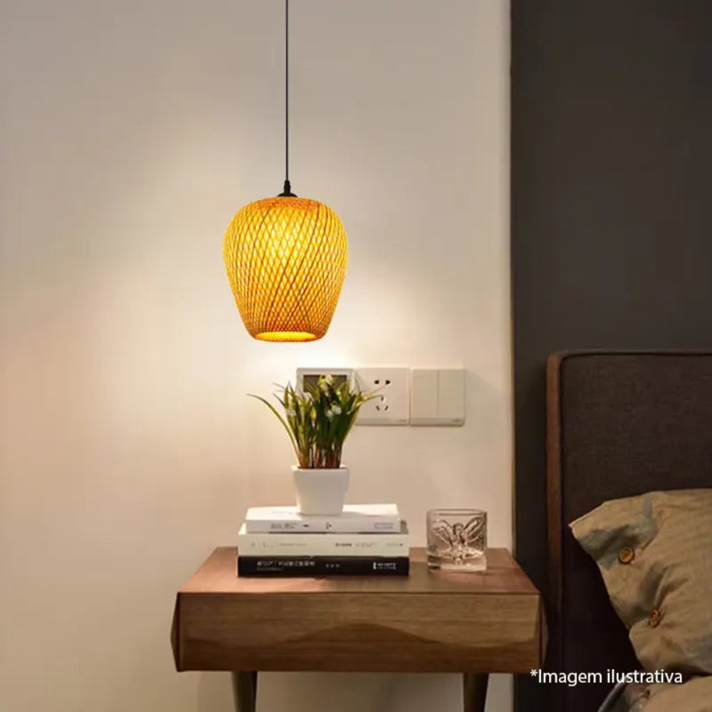 Luminária Pendente Bambu Rattan