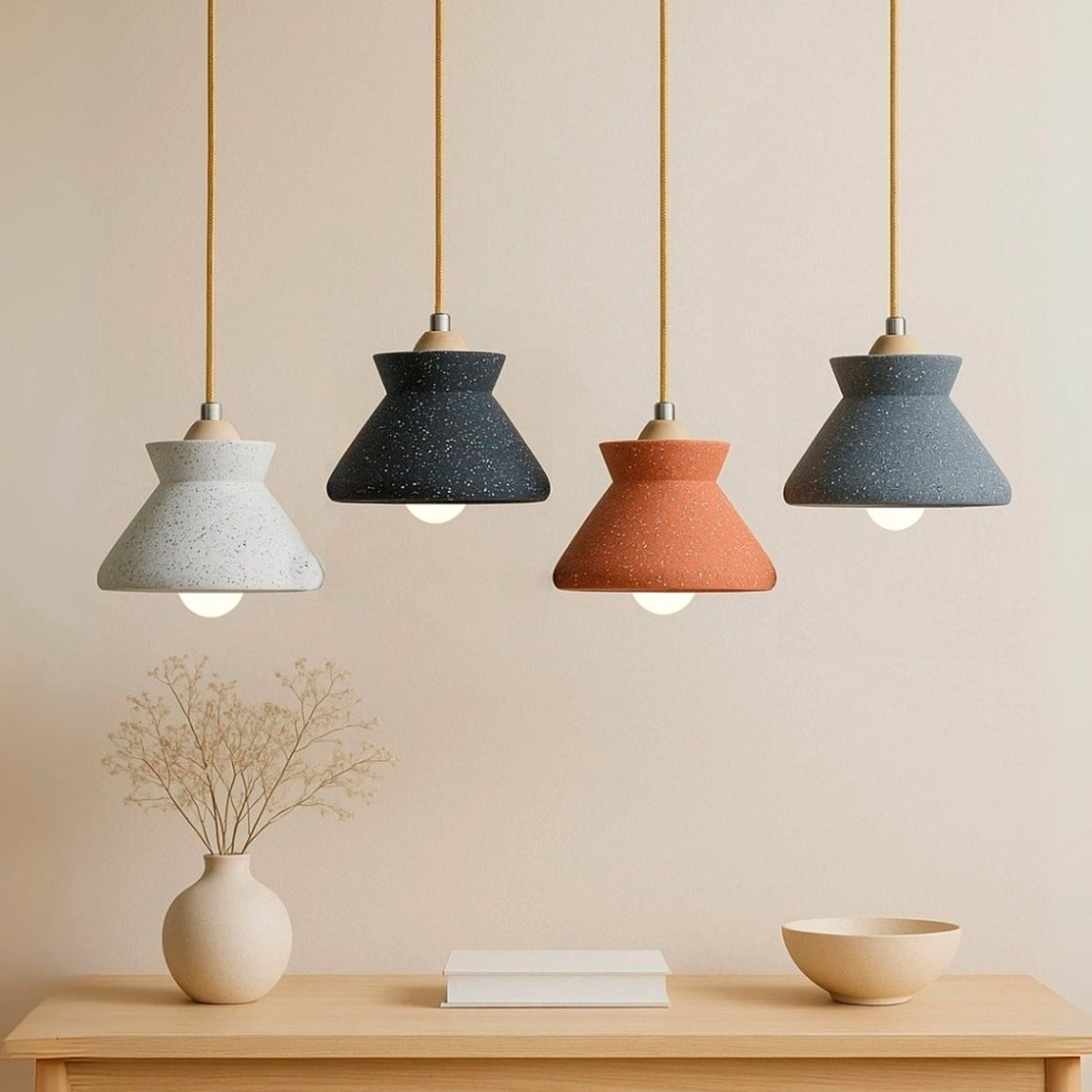 Kit 4 luminárias Pendente Granito Nord